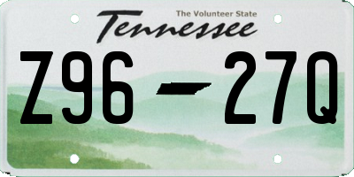 TN license plate Z9627Q