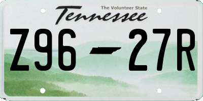 TN license plate Z9627R