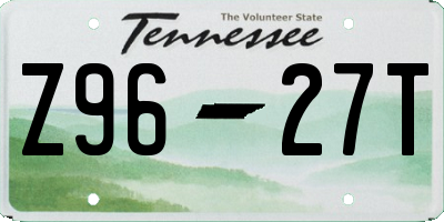 TN license plate Z9627T