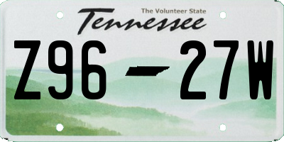 TN license plate Z9627W