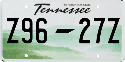 TN license plate Z9627Z