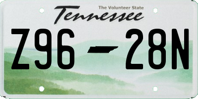 TN license plate Z9628N