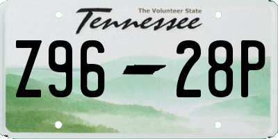 TN license plate Z9628P