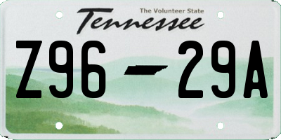 TN license plate Z9629A