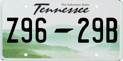 TN license plate Z9629B