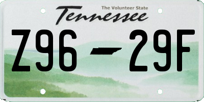 TN license plate Z9629F
