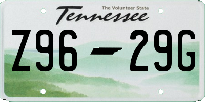 TN license plate Z9629G