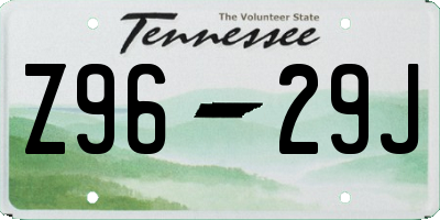 TN license plate Z9629J