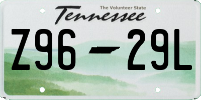 TN license plate Z9629L
