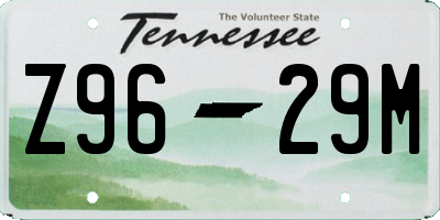 TN license plate Z9629M