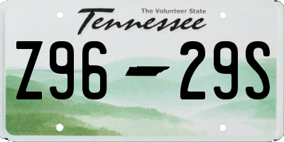 TN license plate Z9629S