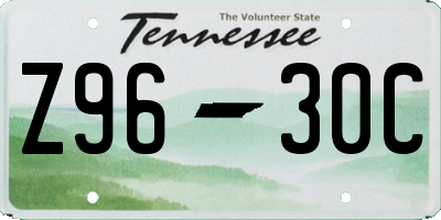 TN license plate Z9630C