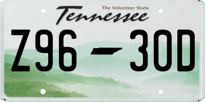 TN license plate Z9630D