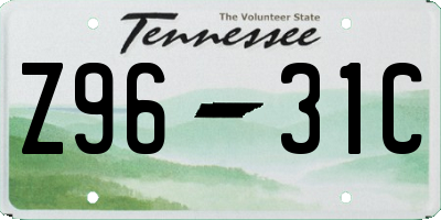 TN license plate Z9631C