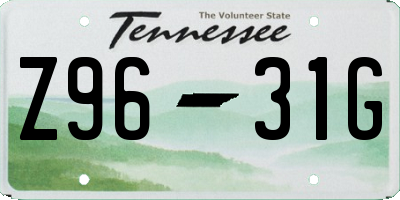 TN license plate Z9631G