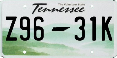 TN license plate Z9631K