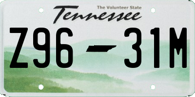 TN license plate Z9631M