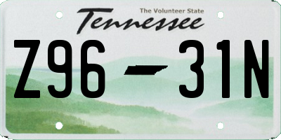 TN license plate Z9631N