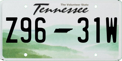 TN license plate Z9631W