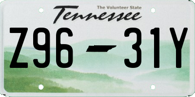 TN license plate Z9631Y