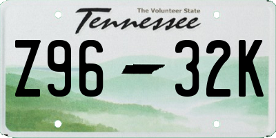 TN license plate Z9632K