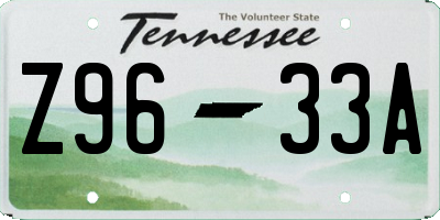 TN license plate Z9633A