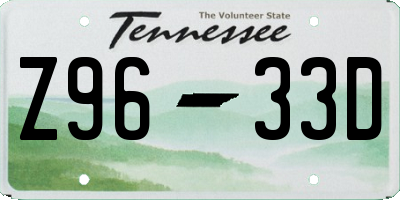 TN license plate Z9633D