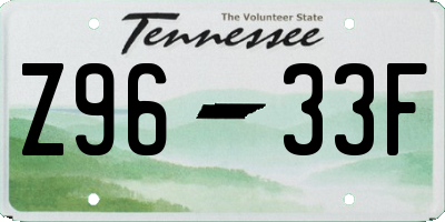 TN license plate Z9633F