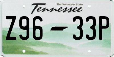 TN license plate Z9633P