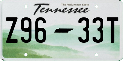 TN license plate Z9633T