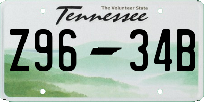 TN license plate Z9634B