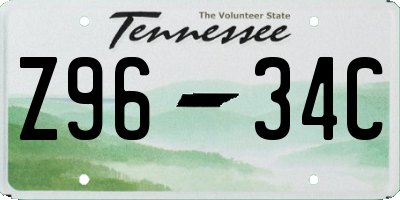 TN license plate Z9634C