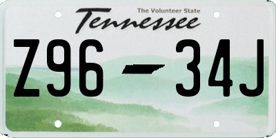 TN license plate Z9634J