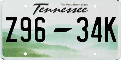 TN license plate Z9634K