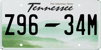 TN license plate Z9634M