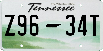 TN license plate Z9634T