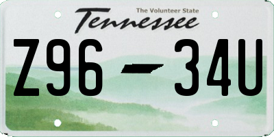 TN license plate Z9634U