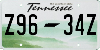 TN license plate Z9634Z