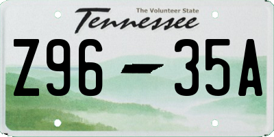 TN license plate Z9635A