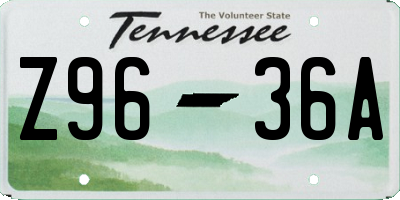 TN license plate Z9636A