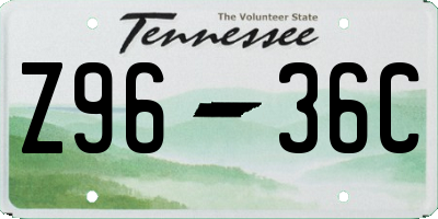 TN license plate Z9636C