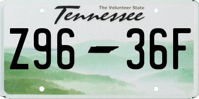 TN license plate Z9636F