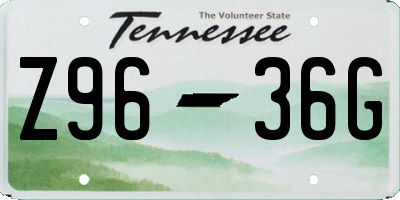 TN license plate Z9636G