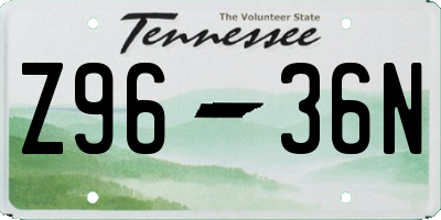 TN license plate Z9636N