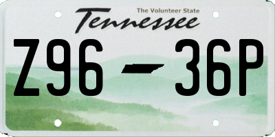 TN license plate Z9636P