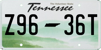TN license plate Z9636T