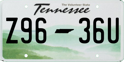 TN license plate Z9636U