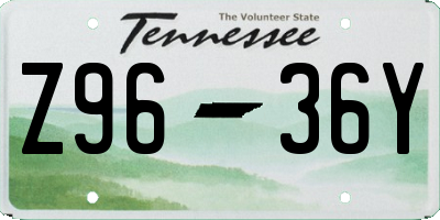 TN license plate Z9636Y