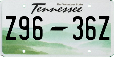 TN license plate Z9636Z