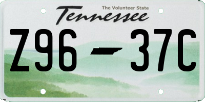 TN license plate Z9637C